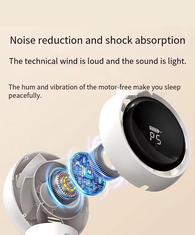 Вентилятор настольный портативный аккумуляторный без лопастей с пультом и таймером Type-C Белый - фото 9