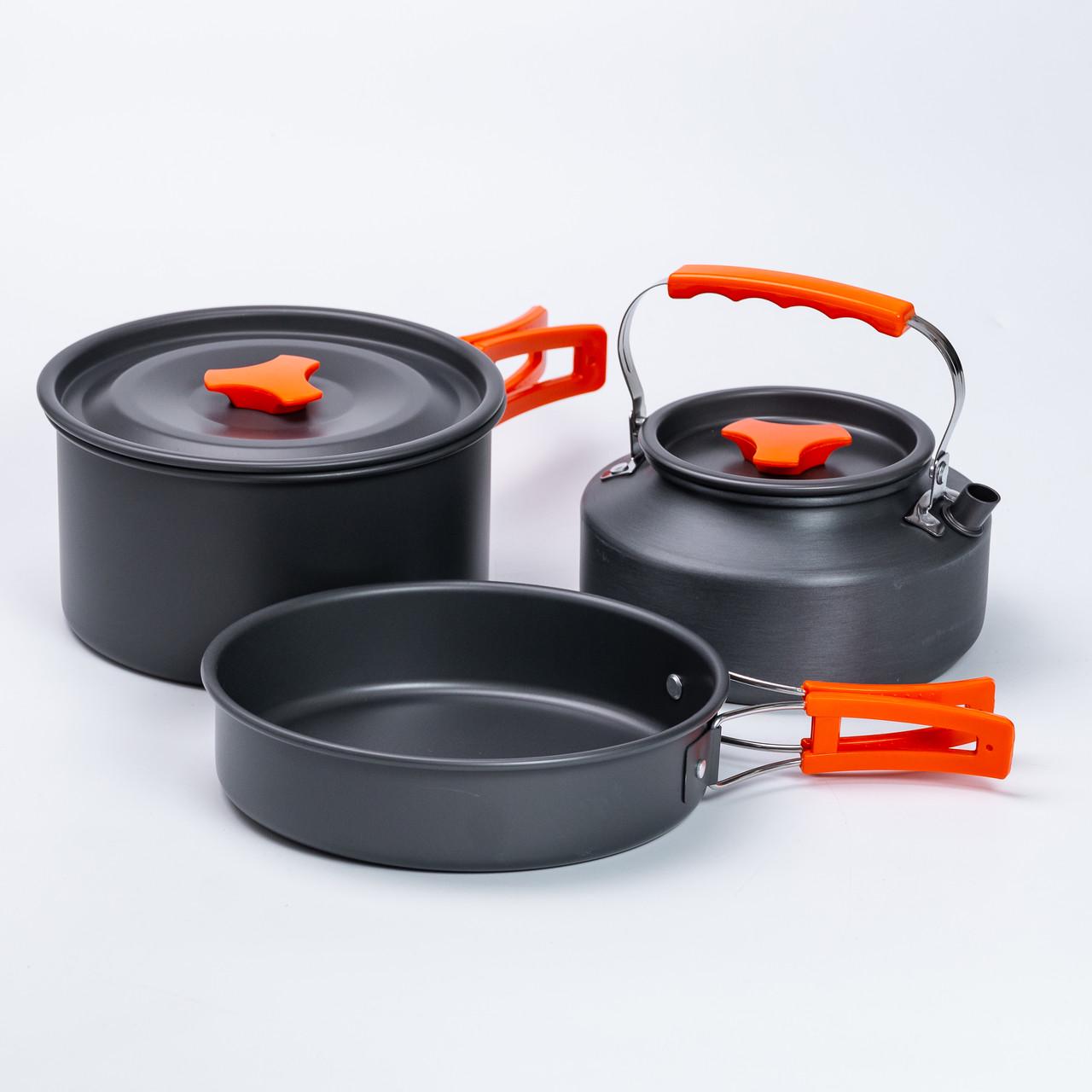 Набор туристической посуды в сумке для похода и кемпинга кастрюля/сковорода/чайник (4871) - фото 1 Набор туристической посуды в сумке для похода и кемпинга кастрюля/сковорода/чайник (4871) - фото 1