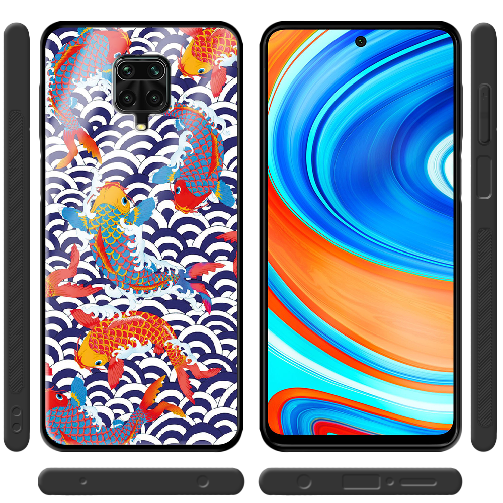 Чохол Boxface Xiaomi Redmi Note 9S Koi Fish Чорний силікон зі склом (39475-up2477-40098) - фото 2