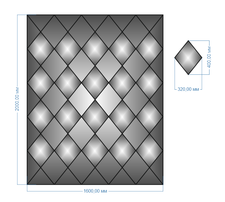 Плитка зеркальная панно 2000х1600мм (133) - фото 2