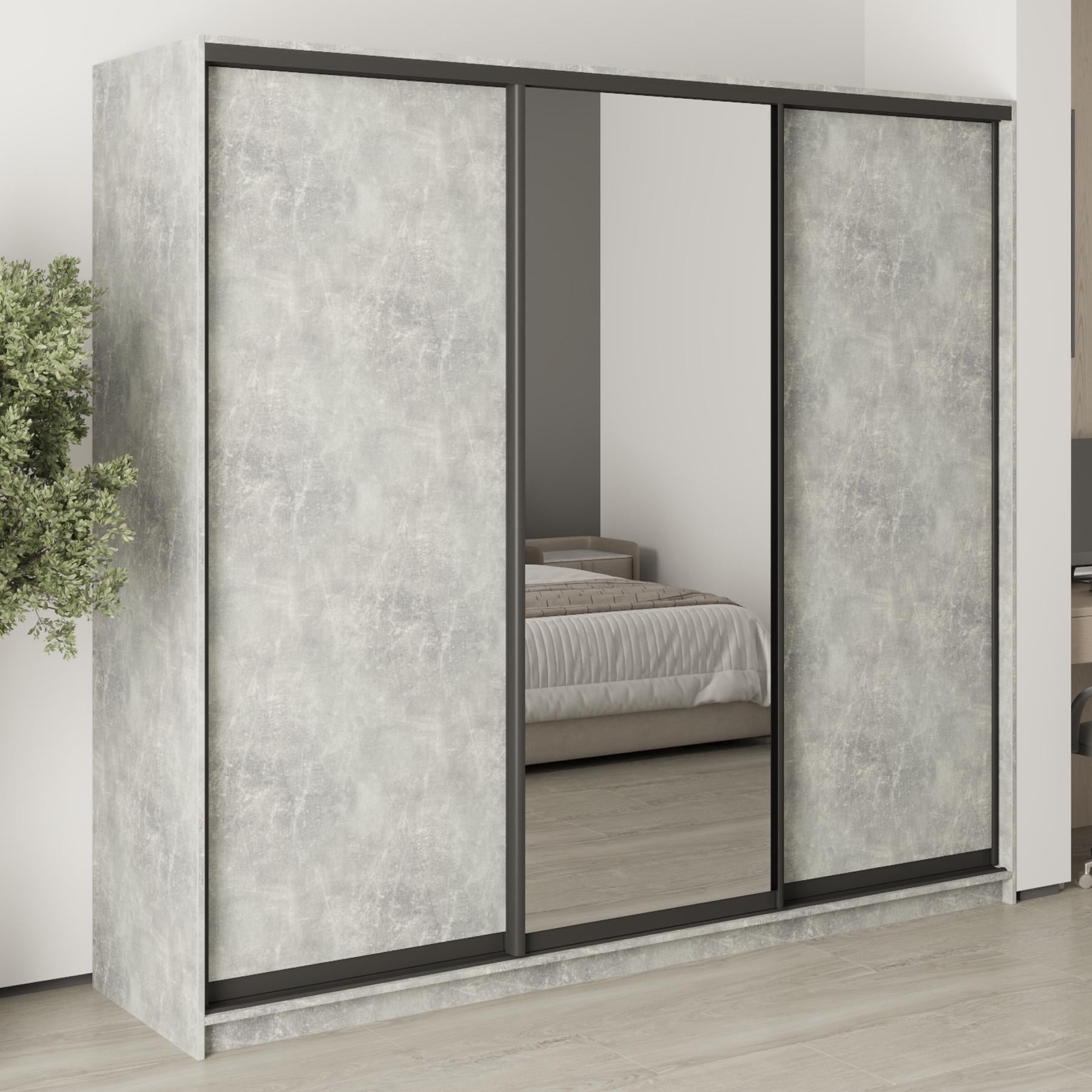 Шкаф-купе трехдверный MebelStar Комбо BG 2 ДСП/зеркало 230x45x210 см Бетон (MBS-9133) Шкаф-купе трехдверный MebelStar Комбо BG 2 ДСП/зеркало 230x45x210 см Бетон (MBS-9133)