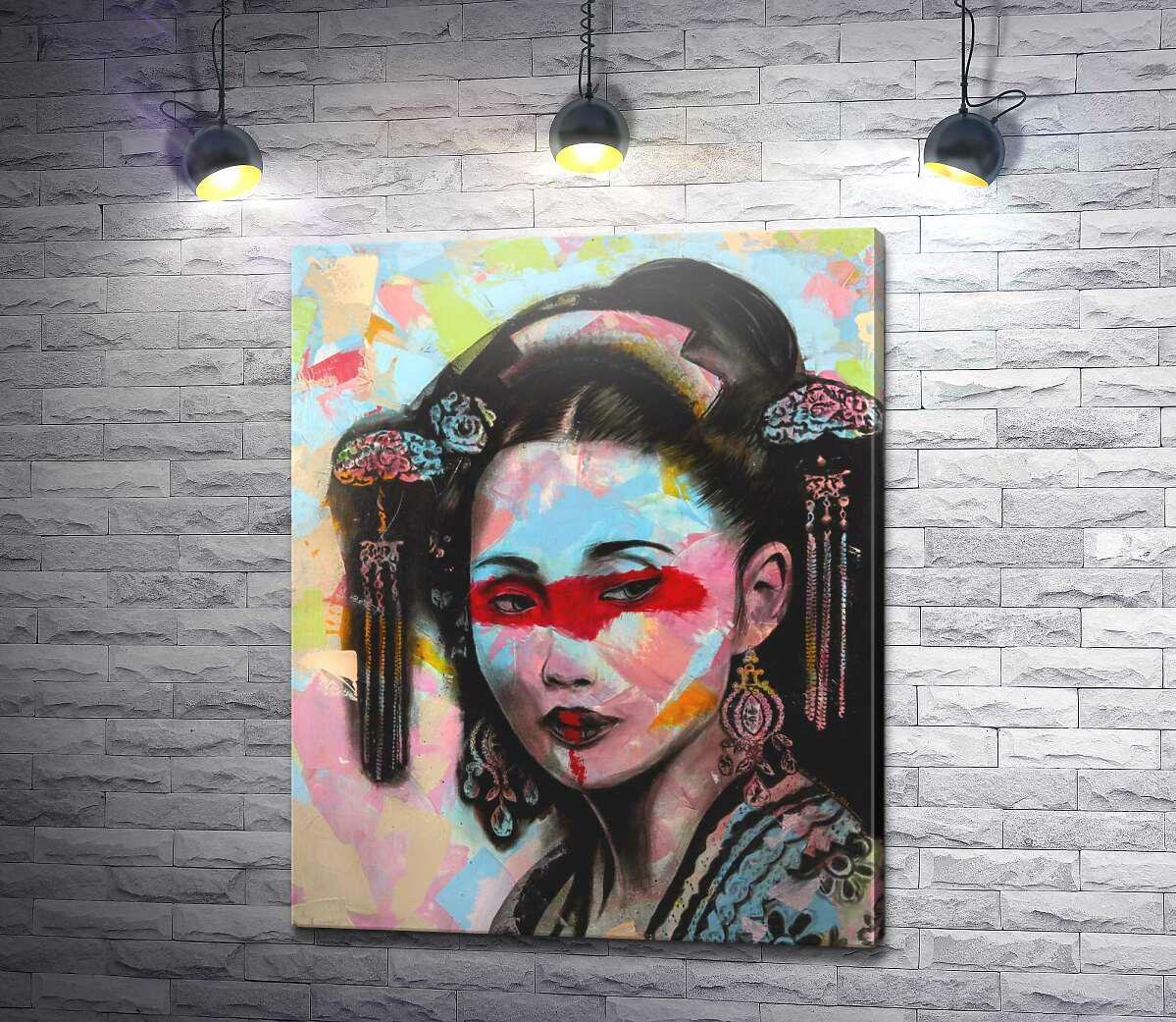 Картина ArtPoster Загадочная гейша в ярких пятнах 104x130 см Модуль №1 (003923)