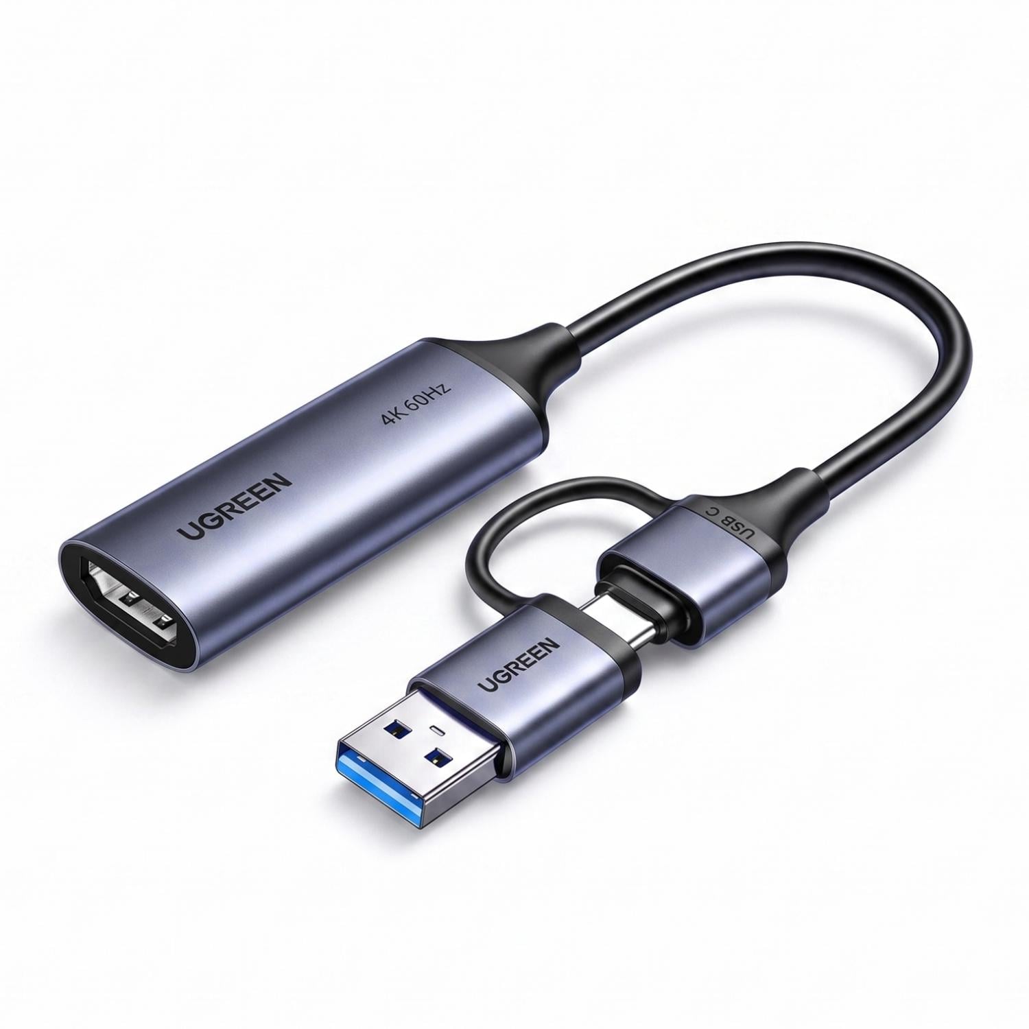 Карта видеозахвата UGREEN UG307 HDMI 1.4/USB 3.0/USB-A/USB-C Серый (95348)