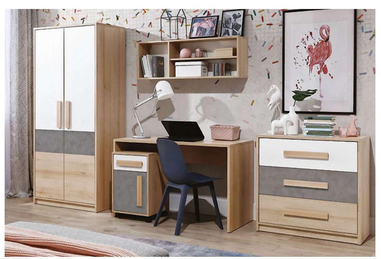 Спальня детская SOKME Айго 4 ЛДСП 5 пр. 2862х60х1921 мм Бук песочный/Белый/Пельтро