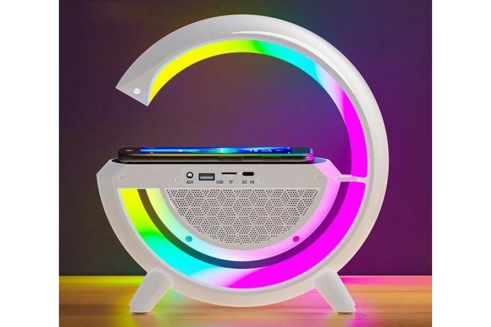 Лампа-нічник смарт настільна BT-3401 RGB Rainbow Light-Wireless з Bluetooth колонкою/бездротовою зарядкою/FM радіо (374369) - фото 3