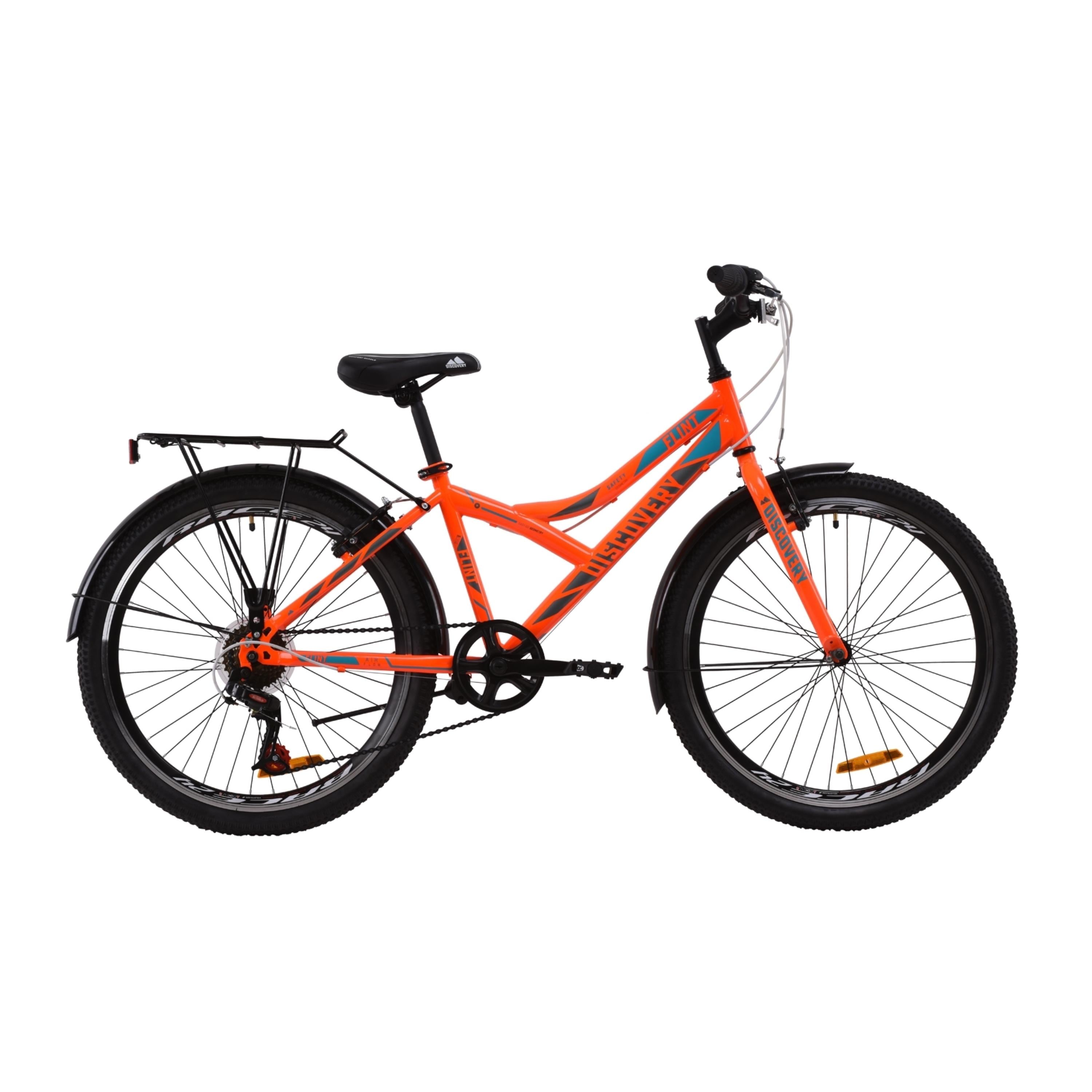 Велосипед подростковый 24" Discovery Flint MC Vbr рама 14" с багажником ростом 125-150 см Оранжевый (OPS-DIS-24-173)