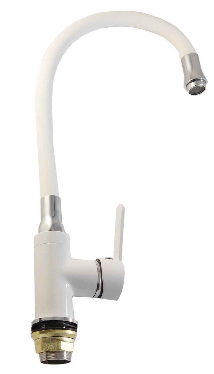 ᐉ Змішувач для кухні Frap F4041 гнучкий U-подібний гусак Білий/Хром ...