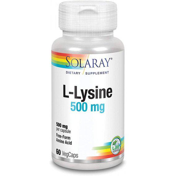 Амінокислота Лізін Solaray L-Lysine 500 мг 60 Veg Caps (SOR-04940)