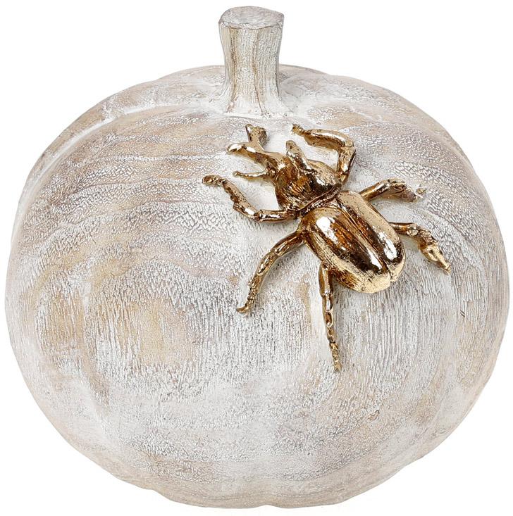 Декоративна фігура Гарбуз 16,5х16х15,5 см Фактурне дерево/Золото (BD-450-841)