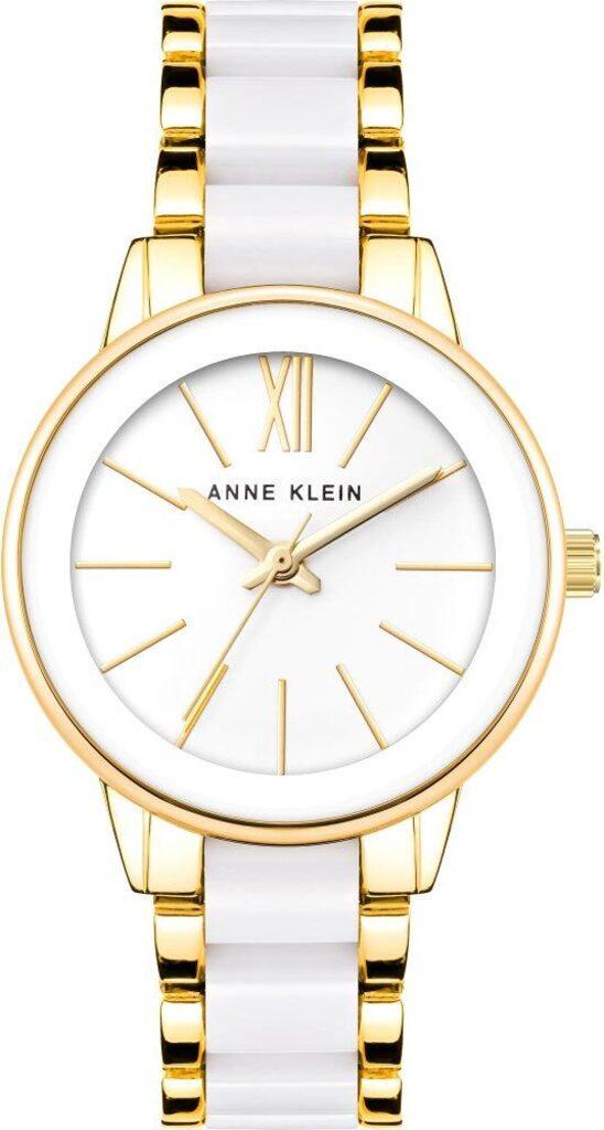 Наручные часы женские Anne Klein AK/3878WTGB с белым циферблатом и золотистым стальным браслетом Наручные часы женские Anne Klein AK/3878WTGB с белым циферблатом и золотистым стальным браслетом