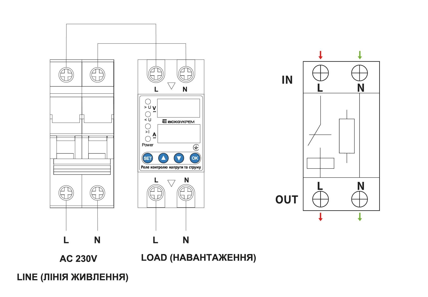 Реле контроля напряжения и тока АСКО-УКРЕМ RKV 63А 2P A0010230002 - фото 2