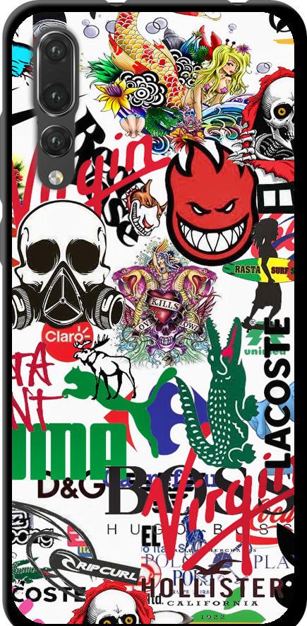 Чехол на Huawei P20 Pro Many different logos (4022b-1470-42517)