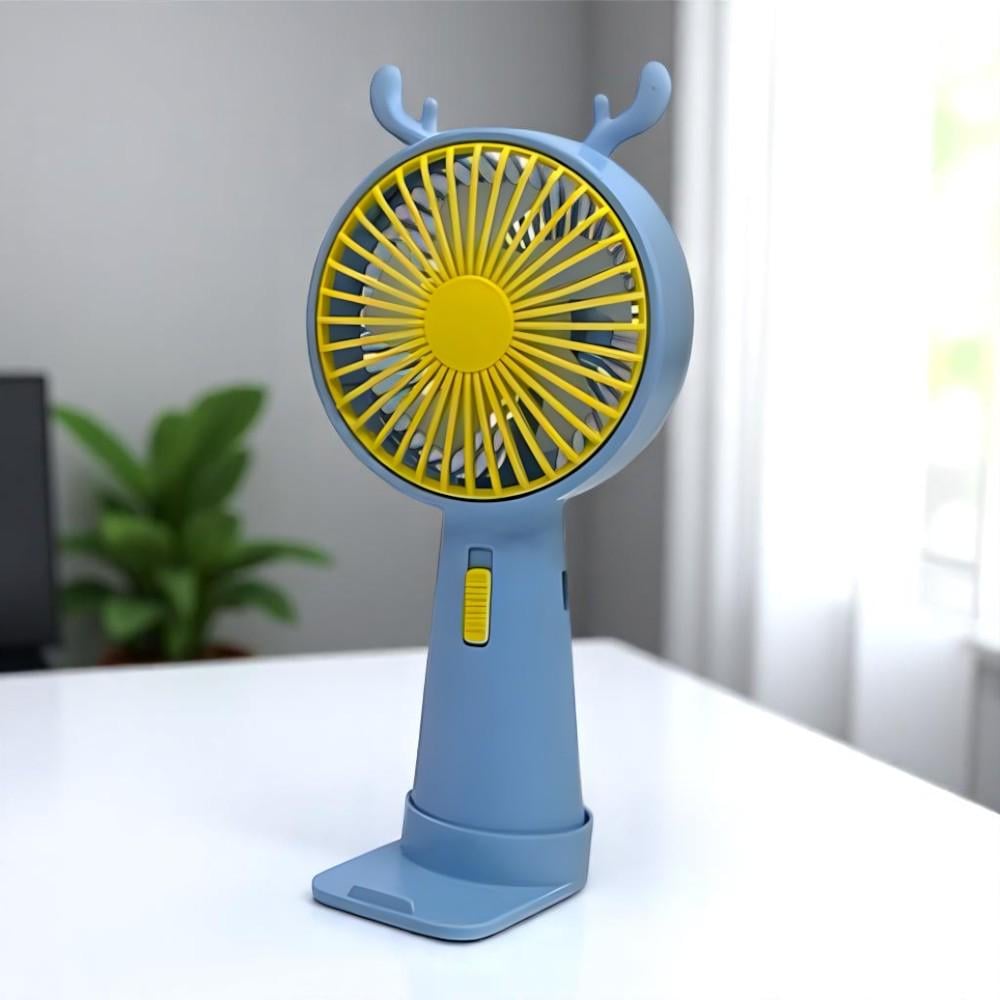 Вентилятор портативний Оленя з ріжками на акумуляторі та USB Блакитний (51-бла-39559) - фото 4 Вентилятор портативний Оленя з ріжками на акумуляторі та USB Блакитний (51-бла-39559) - фото 4