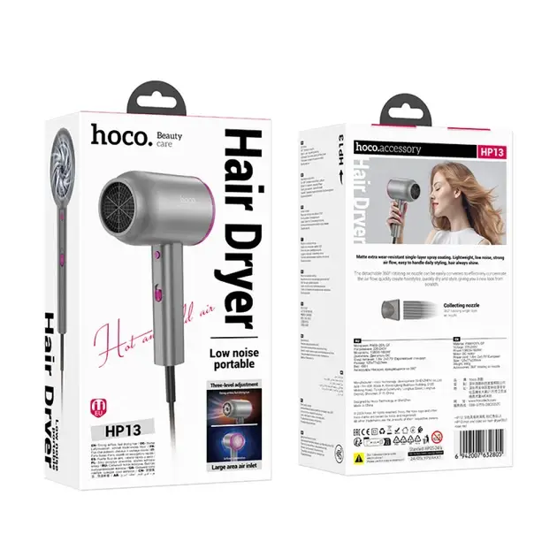 Фен Hoco HP13 Plus Hot and Сold Air Hair Dryer Rose Red - фото 6 Фен Hoco HP13 Plus Hot and Сold Air Hair Dryer Rose Red - фото 6