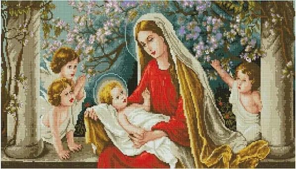 Алмазная мозаика Дева Мария в Яблоневом саду 40х70 см (1878877298)