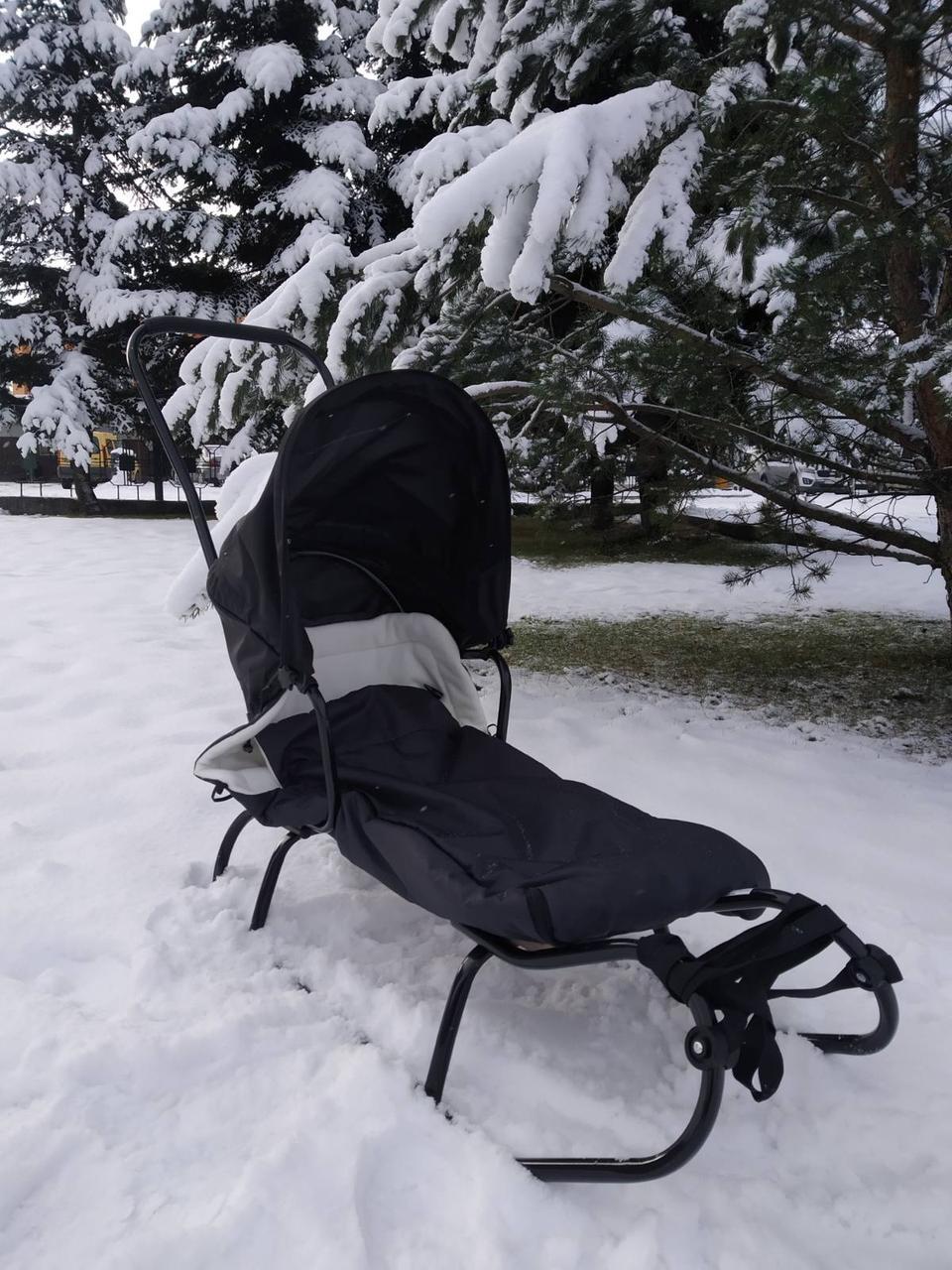 Санки 5в1 спинка/ручка/козырек/спальник Черный (2371522929_kala_2) - фото 4