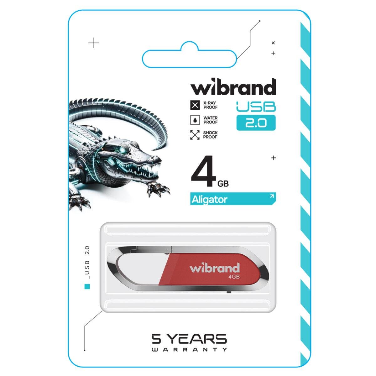 Флеш-пам'ять USB с карабином Wibrand WI2.0/AL4U7DR USB 2.0 Aligator 4 Gb Dark Red (601808) - фото 2