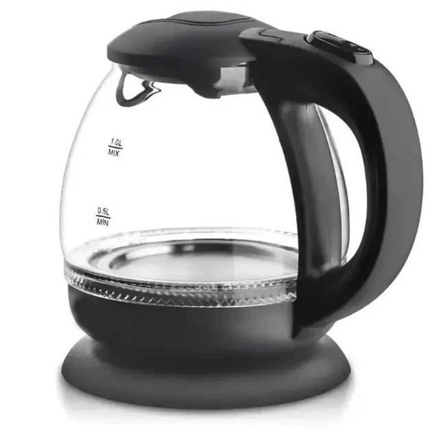 Чайник стеклянный Domotec MS 7910 1650 Вт 1 л Черный (GR-05502)