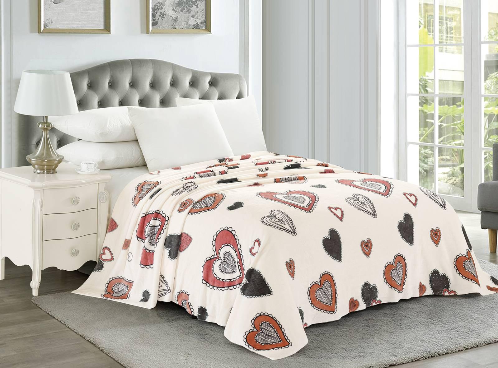 Плед из микрофибры Велсофт Сердечки 200х220 см Разноцветный (15027120)