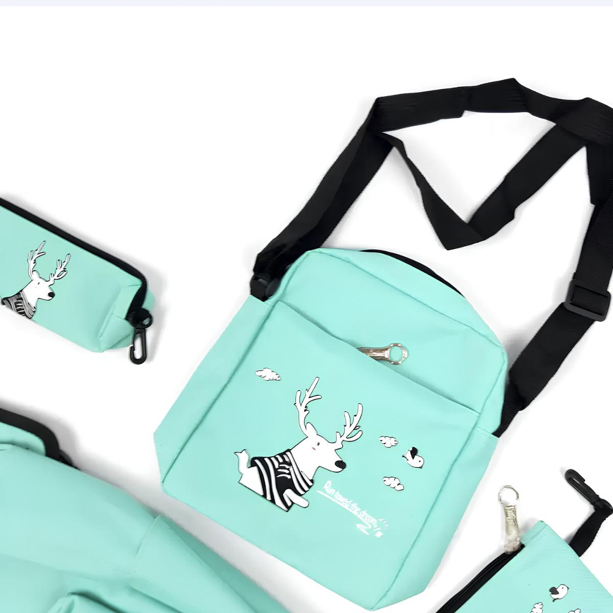 Набір 4в1 рюкзак/сумка/косметичка/пенал Бірюзовий (29164462) - фото 4