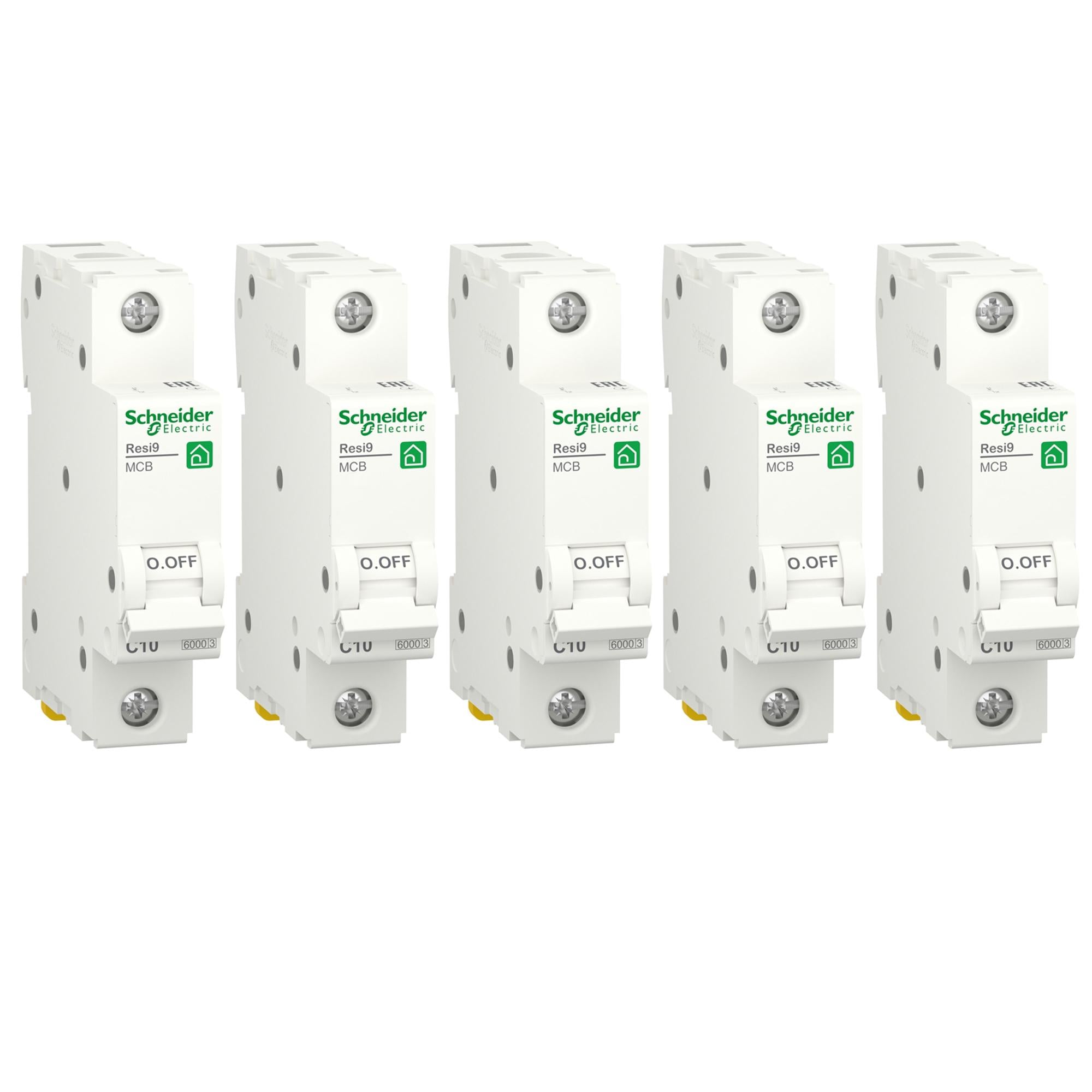 Комплект автоматичних вимикачів Schneider Electric RESI9 1Р 16А 6kA C 5 шт. (R9F12116)