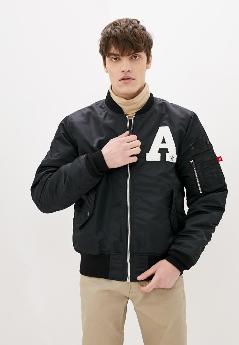 Куртка-бомбер MA-1 College L Чорний (125538)