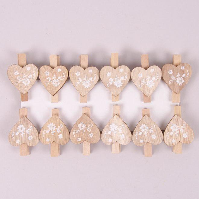 Декор на прищепке Flora Сердце 12 шт. (25320)