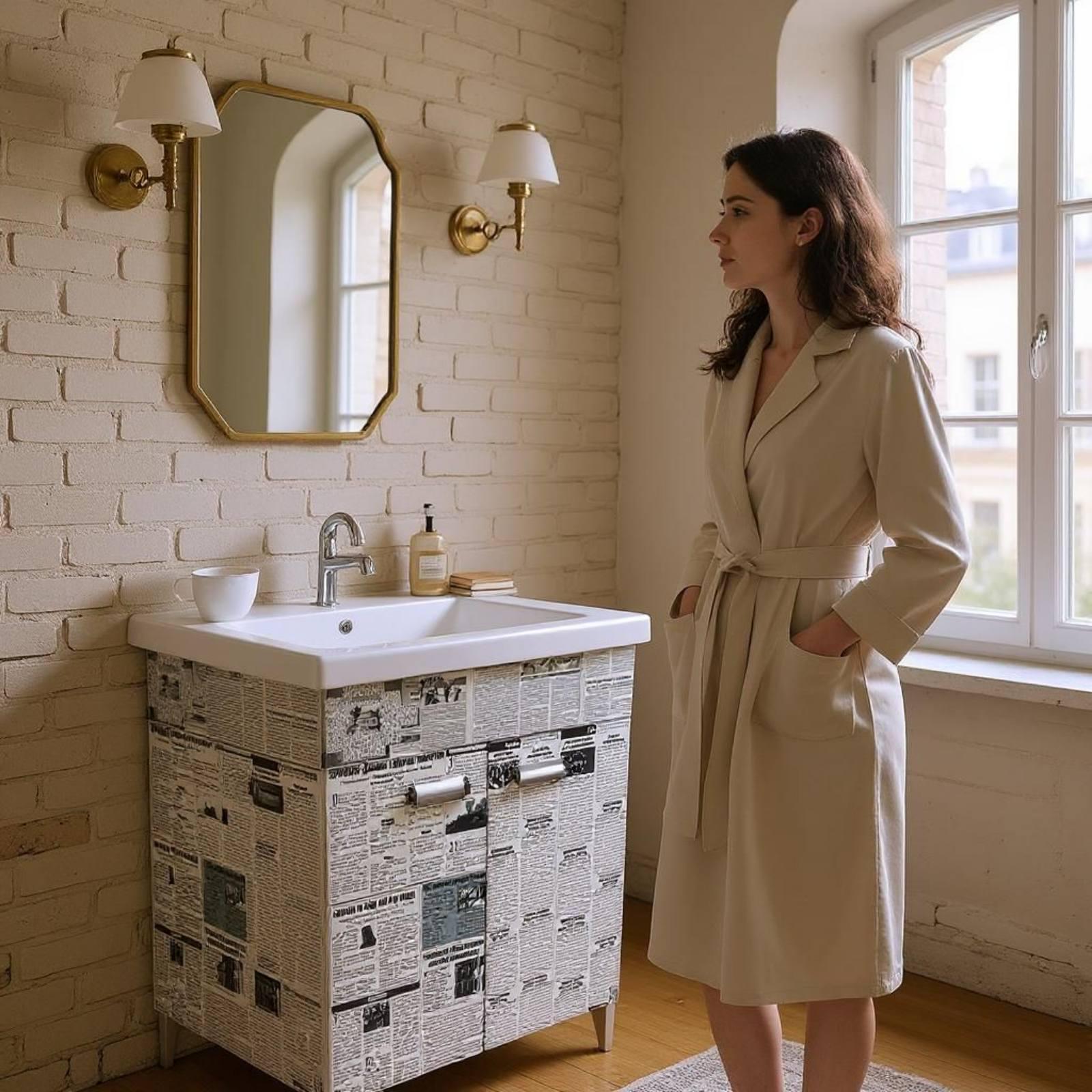 Тумба для ванной комнаты пластиковая The MIX Газетный Шик с умывальником 80 см (2419) - фото 12 Тумба для ванной комнаты пластиковая The MIX Газетный Шик с умывальником 80 см (2419) - фото 12