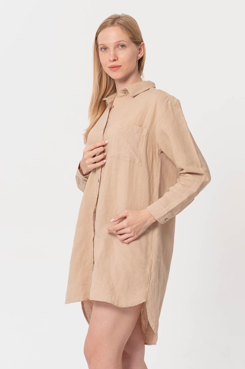 Рубашка домашняя Lotus Home Bruma длинная из льна S Бежевый (26843102) - фото 2 Рубашка домашняя Lotus Home Bruma длинная из льна S Бежевый (26843102) - фото 2