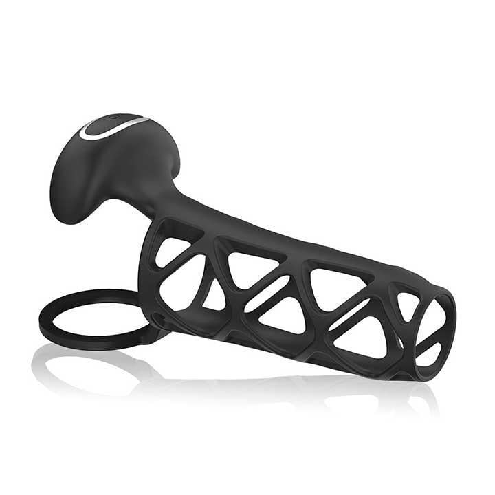 Насадка на пенис и мошонку с вибрацией Velvets Penis Sleeve Black (Т0000915)