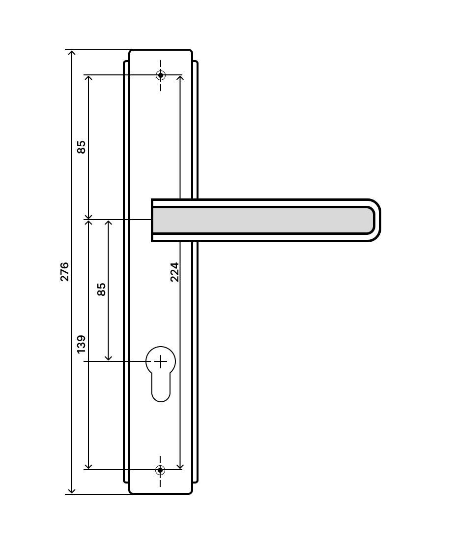Дверная ручка под ключ Siba FLAMINGO на планке 85 мм Никель матовый/Черный (А63-3-22-66) - фото 5