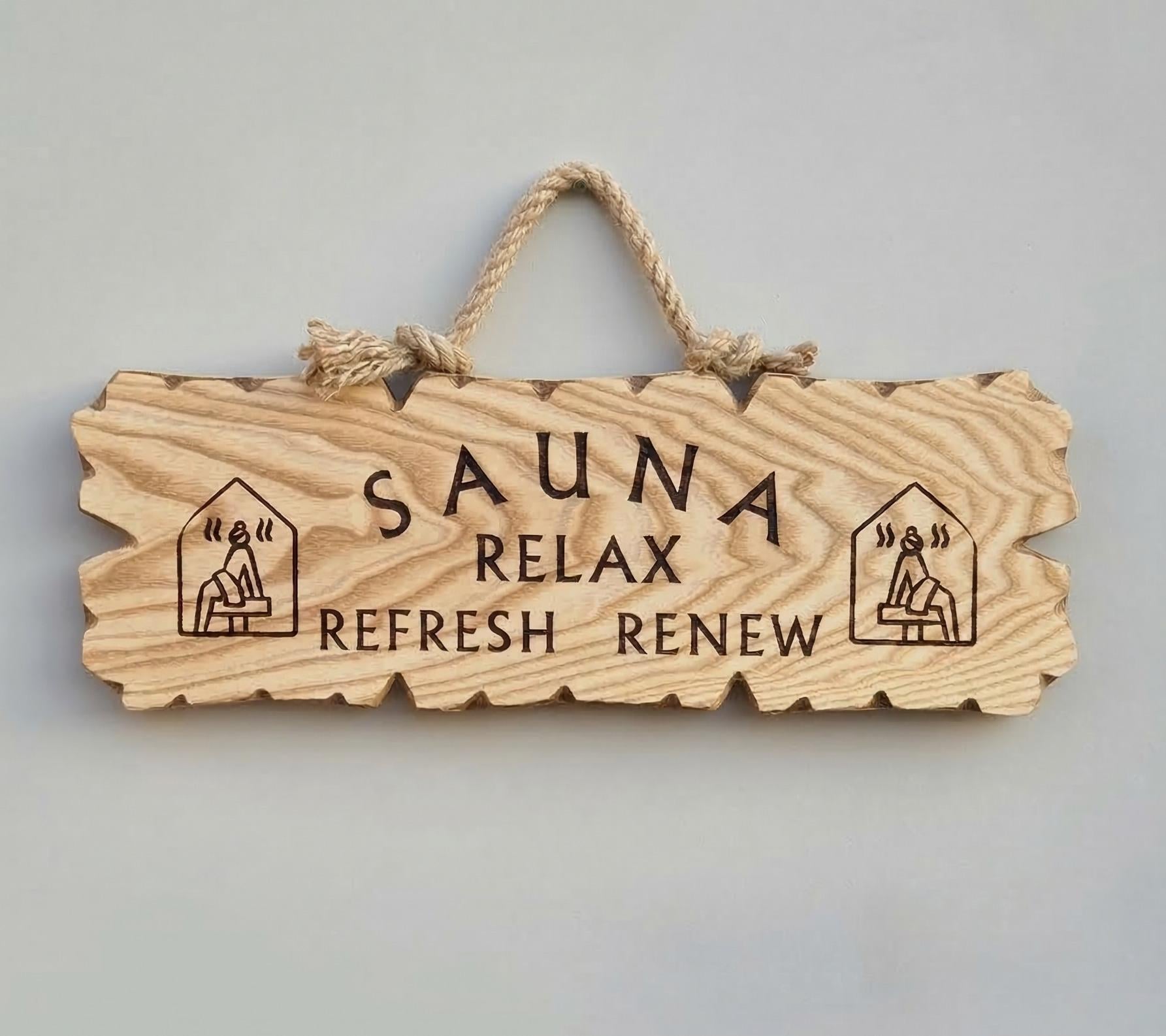 Табличка деревянная SAUNA RELAX REFRESH RENEW (33058879)