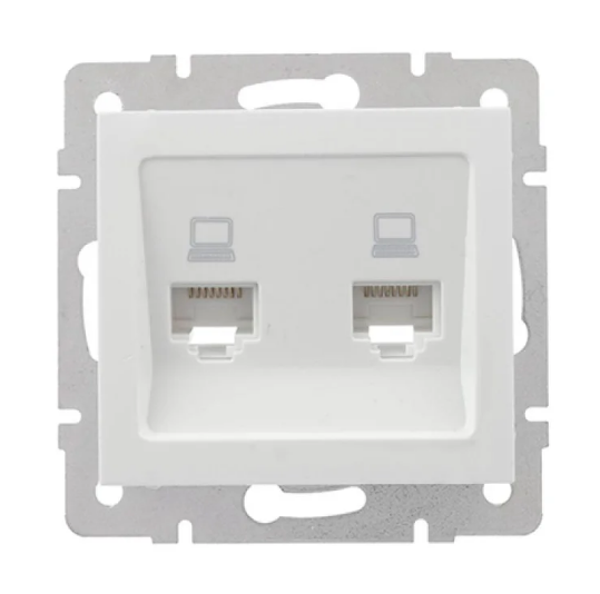Розетка компьютерная двойная RJ-45 Lezard Rain Белый (26525515)