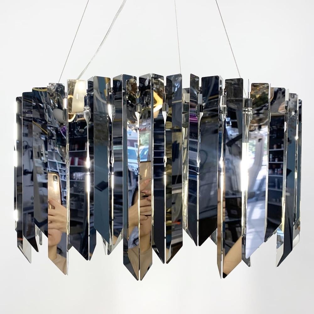 Люстра підівісна з хромованими пластинами 60 см (MJ35 CH)