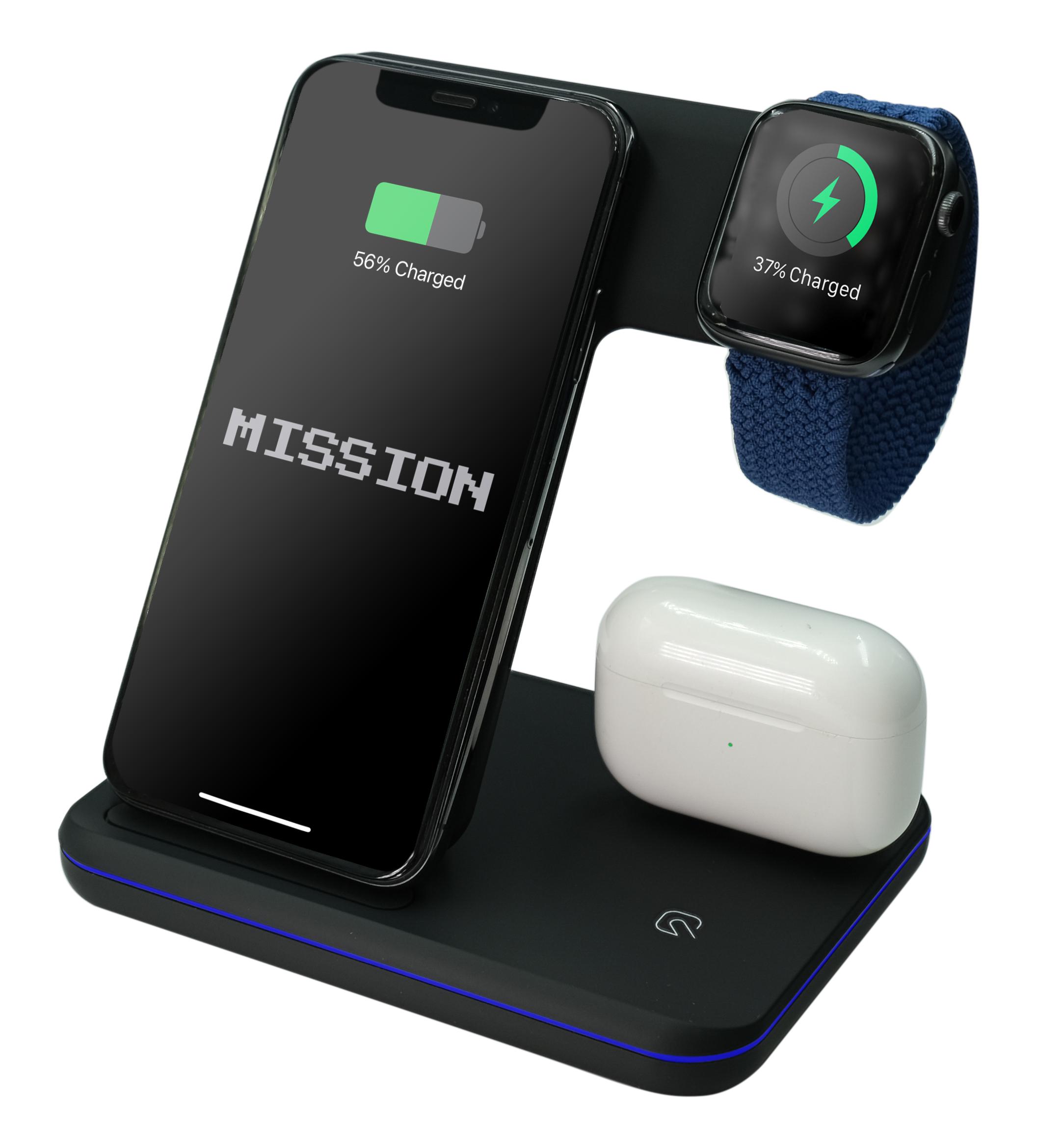 Беспроводное зарядное устройство Mission Dock Station 3в1 Black (Mi-DS-3in1bk) - фото 2 Беспроводное зарядное устройство Mission Dock Station 3в1 Black (Mi-DS-3in1bk) - фото 2