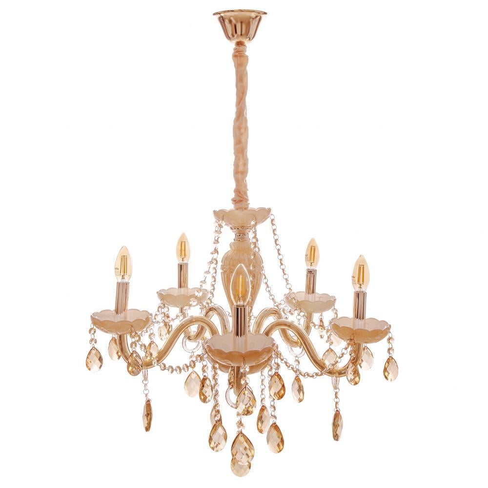 Люстра свеча подвесная Brille BCL-689S/5 E14 G хрустальная классическая Люстра свеча подвесная Brille BCL-689S/5 E14 G хрустальная классическая