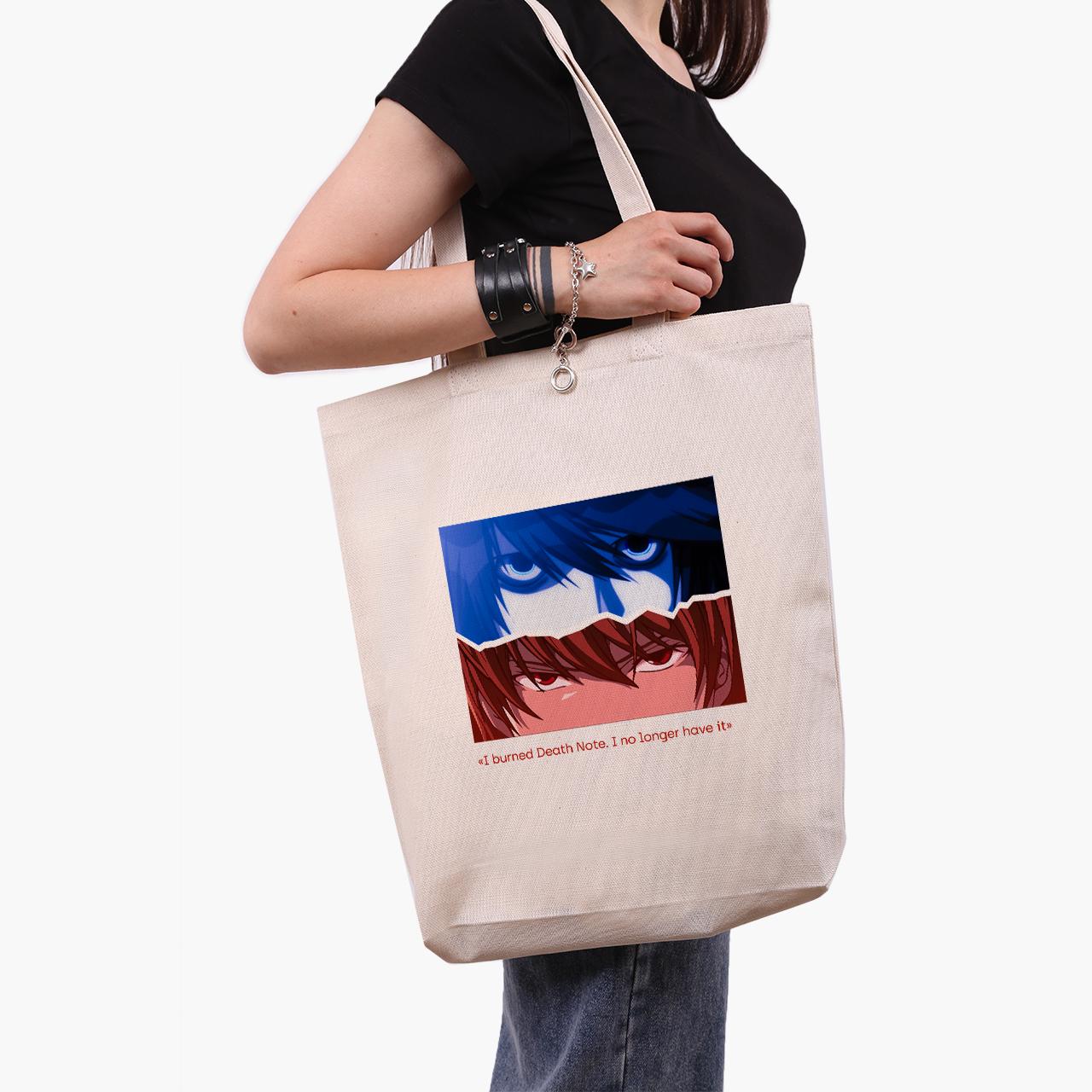 Эко сумка шоппер Эл Лоулайт и Кира Death Note 41x39x8 см Бежевый (9227-2825-WTD)
