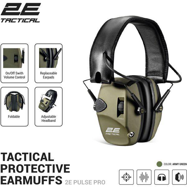 Защитные наушники 2E Pulse Pro Army Green NRR 22 dB активные - фото 2