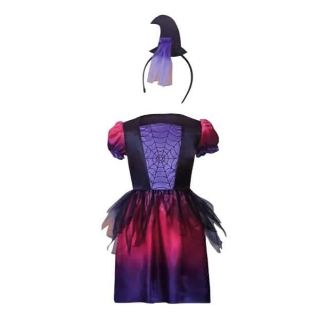 Костюм на Хэллоуин Ведьма для девочки с обручем 122-128 см Разноцветный (352895-122-128)