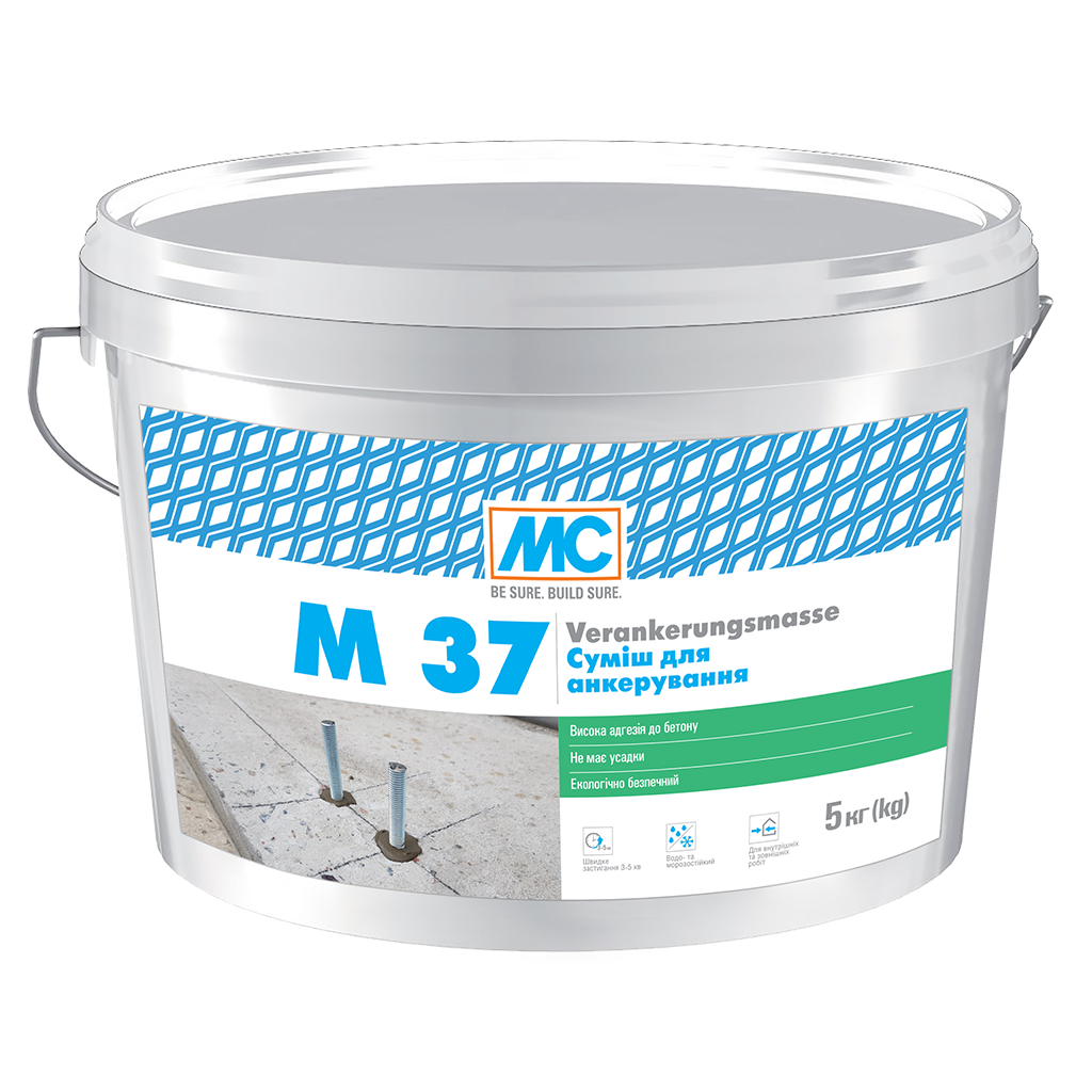 Суміш для закріплення анкерів MC-Bauchemie M 37 5 кг Суміш для закріплення анкерів MC-Bauchemie M 37 5 кг