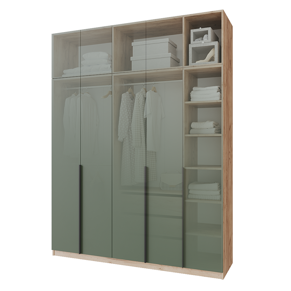 Шафа розпашна з тумбою та антресолью Меблітренд Чиназес Чита-2000.5 2000х500х2550 мм Дуб крафт золотий/Зелений димчастий (27707455) - фото 3 Шафа розпашна з тумбою та антресолью Меблітренд Чиназес Чита-2000.5 2000х500х2550 мм Дуб крафт золотий/Зелений димчастий (27707455) - фото 3