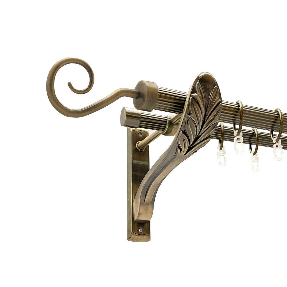 Карниз Orvit Гак металевий дворядний ретро рифлена труба кільце металеве 25/19 мм 300 см Антик (00-00016513)