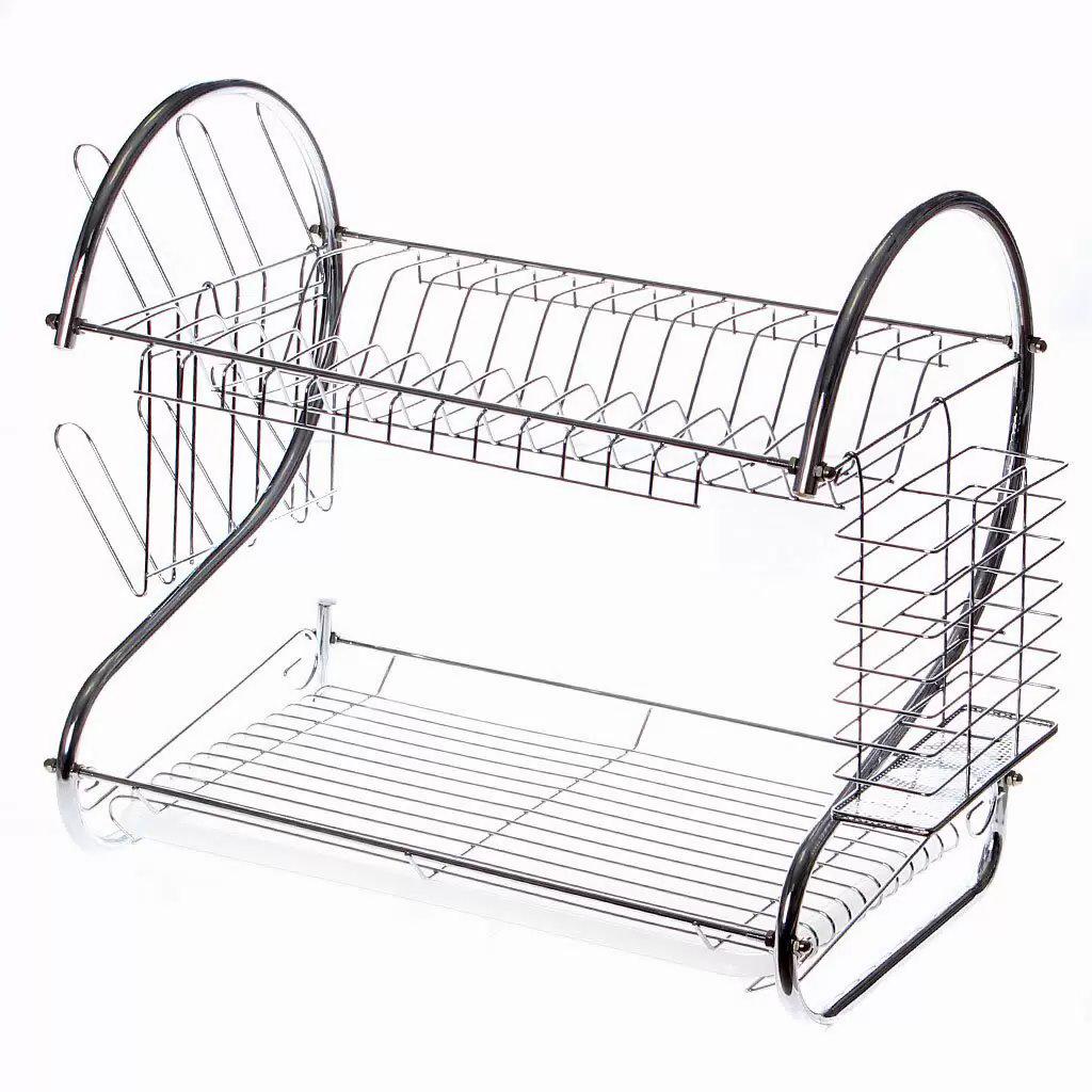 Двоярусна сушарка для посуду настільна з піддоном Arrival Хромована