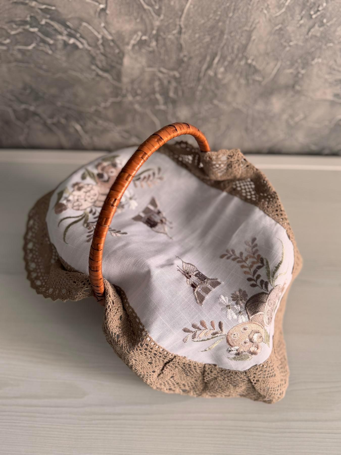 Накидка на пасхальную корзину Церковь лен/полиэстер 60х40 см Белый (25030974)