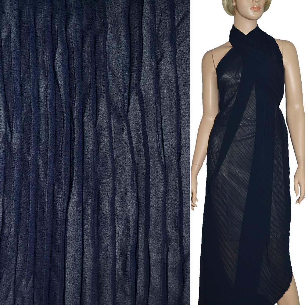 Ткань креп гофре в натянутом виде ширина 140 см Синий (11416.003) - фото 2