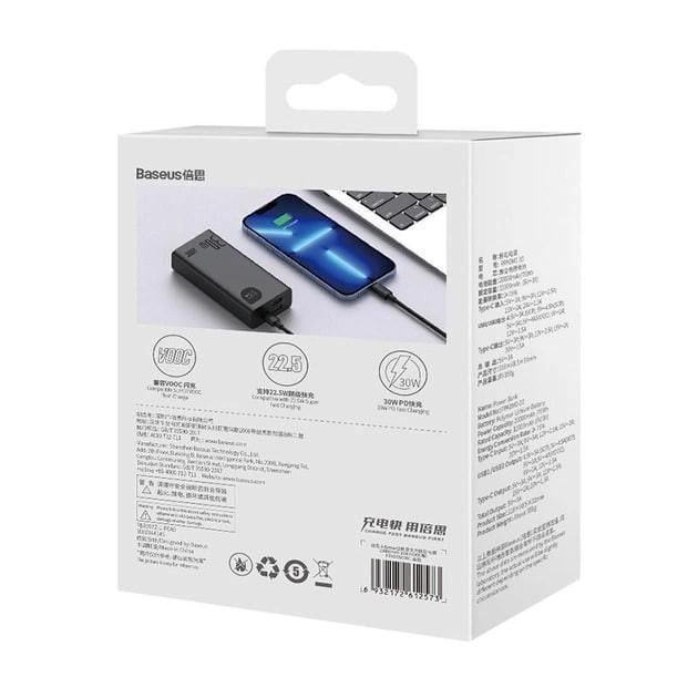 Повербанк Baseus 5A Adaman2 Digital Display з технологією QC3.0 PD3.0 2USB Type-C 20000mAh 30W Black - фото 8