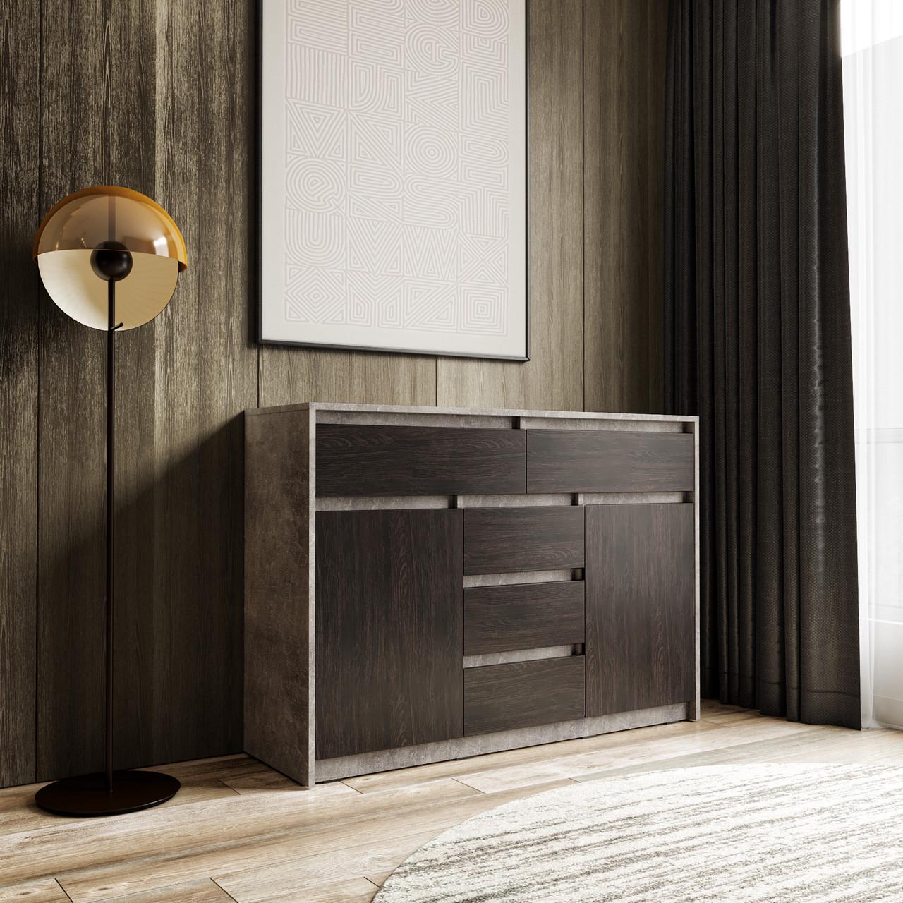 Комод Moreli T-227 1271x910x400 мм Бетон/Венге магия (mo-t227-beton-venge)