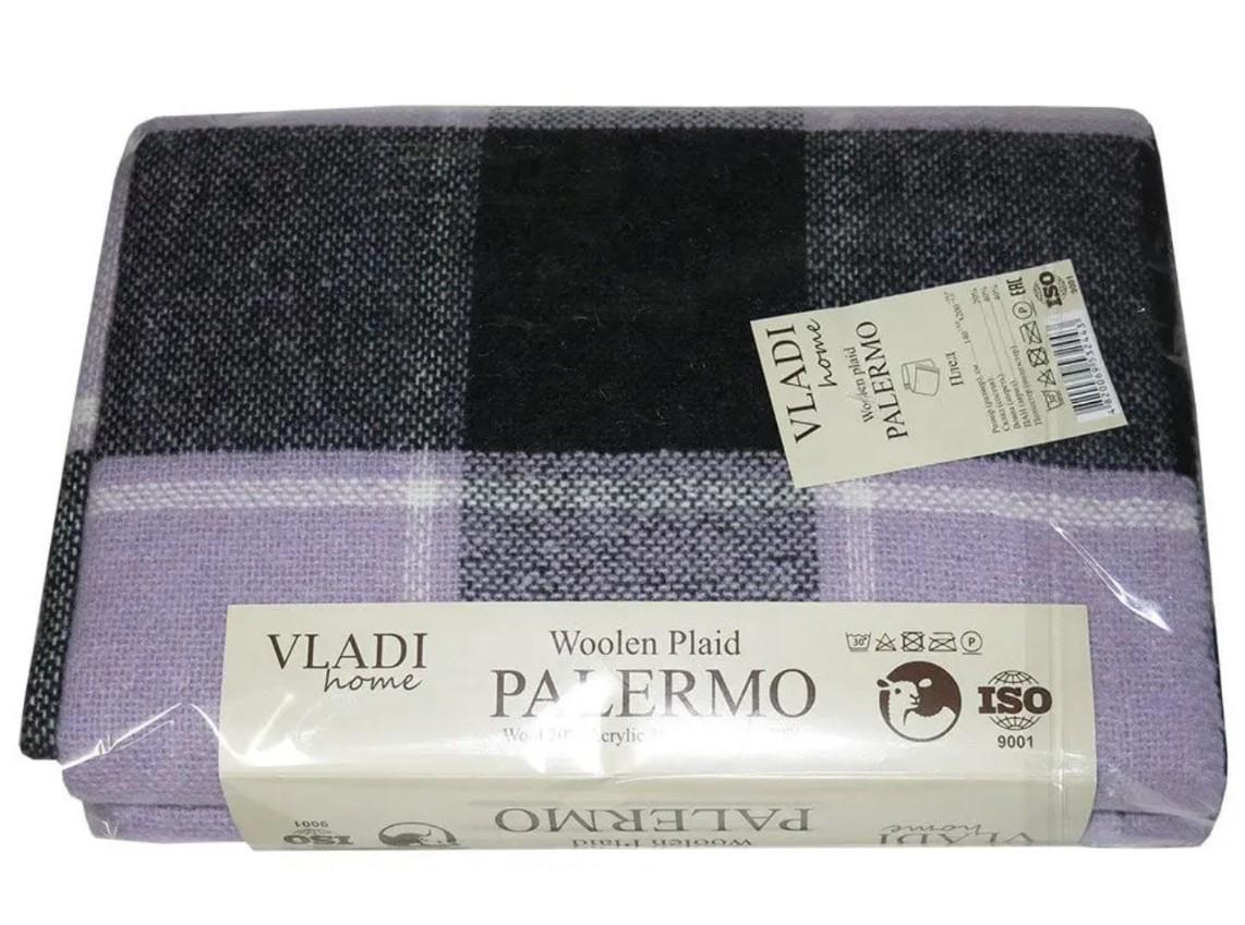 Плед хлопковый Vladi Палермо клетка мелкая 140х200 см Фиолетовый