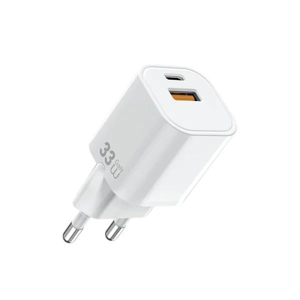 Зарядний пристрій мережевий WIWU Cube GaN Wi-G017 33W USB-A/USB-C EU White (6977703655025)