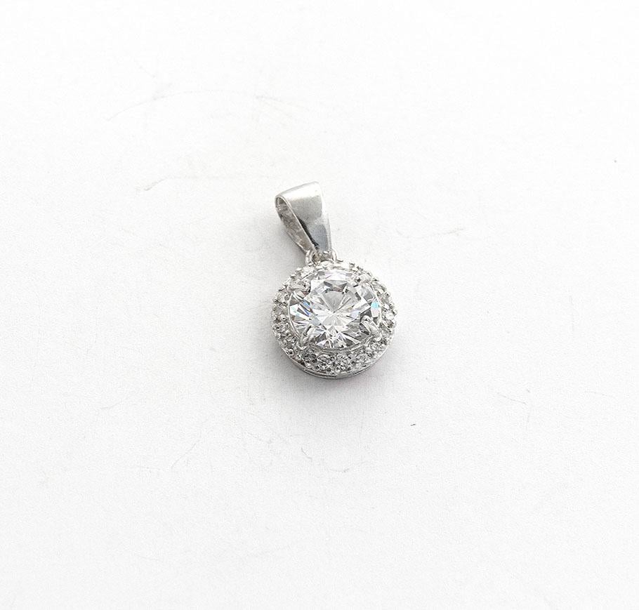 Кулон серебряный Maxi Silver 7976/3 Круглый с фианитом Белый (88770)